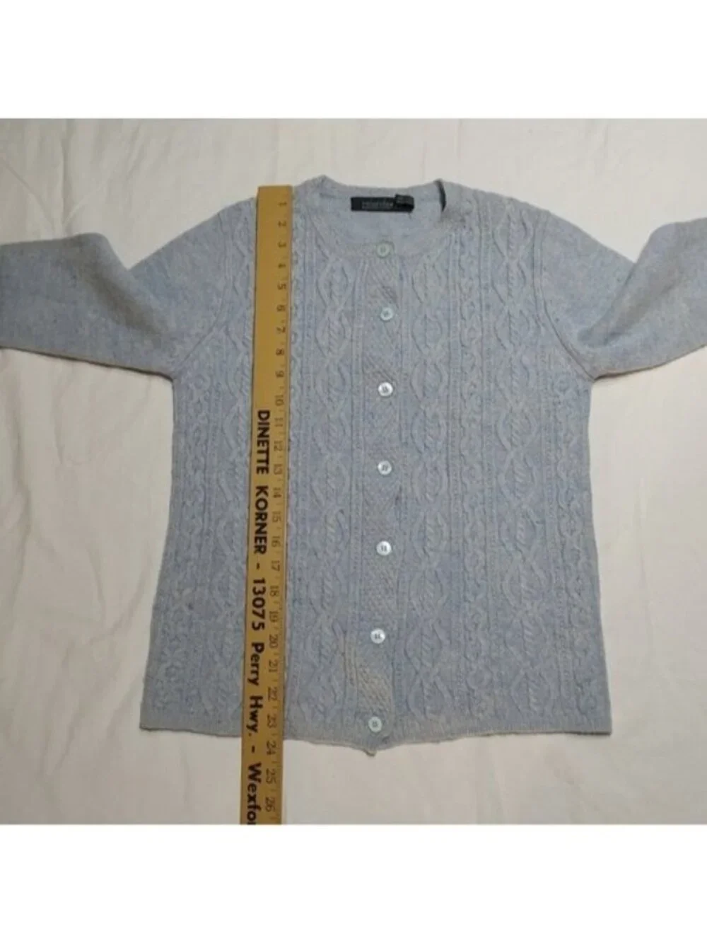 Ireland Eyes Light Blue Cable Knit Wool Cashmere Cardigan S